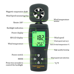 Medidor de Flujo de Aire AS816 GOYOJO 0-30M/S, Anemómetro Digital, Medidor de Velocidad del Viento, Tacómetro, Retención de Datos, Pantalla LCD con Retroiluminación, Temperatura 0-50 - Product Image 5