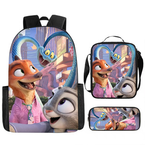 Tas Ransel Siswa Zoo2 Trendi dan Stylish, Tas Terinsulasi Stylish, Tas Tangan Kartun Anak, Tempat Pensil, Set 3-in-1 Grosir - Product Image 5