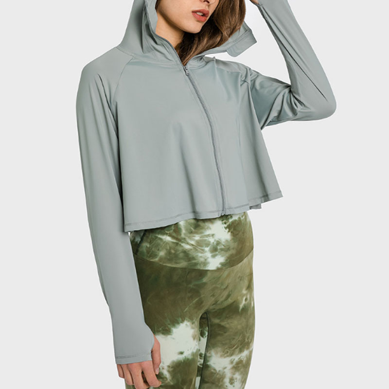 Вторая кожа мягкой ткани на открытом воздухе Йога блузка для женщин Рашгард защита от солнечных лучей; Одежда с защитой от солнечных лучей, анти-УФ укороченный топ