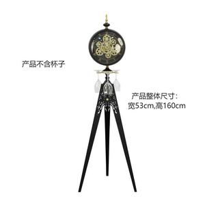 Standing <b>Clock</b> Tripod Design Antique Style Silent <b>Mechanism</b> Floor <b>Clock</b> Circular Shape Solid Wood Finish Living Room Decor - Product Image 3