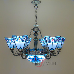 Lampadario europeo stile mediterraneo Vintage in vetro colorato <span class=keywords><strong>Tiffany</strong></span> appeso luce colore di vetro decorativo lampade a LED pendenti - Product Image 5