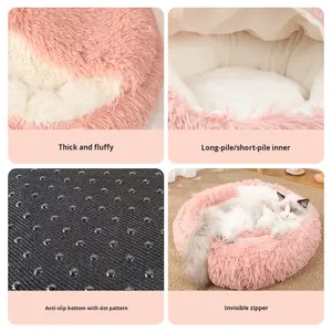 Tüylü Peluş Sağlam Gövdeli Çevre Dostu Dayanıklı Kedi Yatağı Lüks Evcil Hayvan Yatağı Evcil Hayvan Koltuğu Yumuşak Rahat Evcil Hayvan Minderi Yıkanabilir Kışlık - Product Image 3