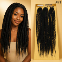 Estensioni di Capelli Sintetici Texturizzati Dreadlocks Realistici Pre-Looped per Trecce all'Uncinetto, Nu Locs Grezzi, Twist Hair per Donne e Ragazze