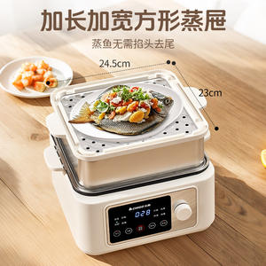 เครื่องนึ่งไฟฟ้าชิโก้สามชั้น 10 ลิตรสแตนเลสมัลติฟังก์ชั่นตั้งเวลาได้หม้อหุงข้าวไอน้ำขนาดใหญ่สำหรับใช้ในครัวเรือน - Product Image 2