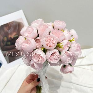 Fleur artificielle rose Mishu Crafts, branche unique, pétales en soie, décorations pour mariage et maison - Product Image 5