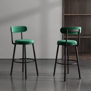 Nordic Modern Minimalist Black High Bar <b>Stool</b> <b>Leather</b> Backrest with Iron Frame for Home Living Room and Kitchen Bar <b>Stools</b> - Product Image 4