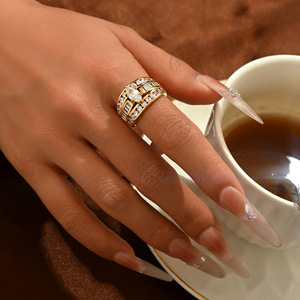 Anillo geométrico de circón para mujer, joyería multicapa para el dedo índice, regalo para mujer - Product Image 2