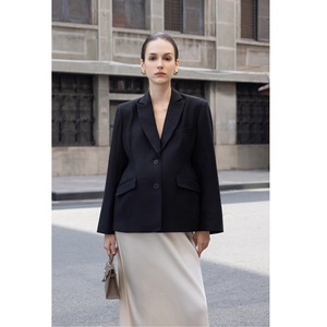 Blazer Transpirable con Bordado a Mano en la Parte Delantera, Cuello en V Regular, Botón Único, 78% Poliéster, 18% Rayón, 4% Elastano, para Mujer - Product Image 1