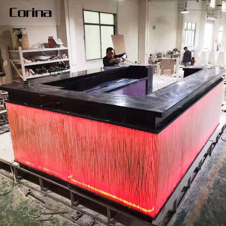 Corina De Luxe moderne de surface solide acrylique comptoirs de bar comptoir commercial A MENÉ LA table de barre
