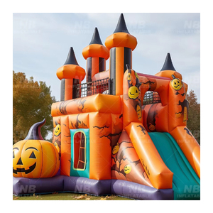Castillo Hinchable Comercial de Halloween para Niños con Diseño de Luna y Calabaza, Ideal para Fiestas al Aire Libre - Product Image 1