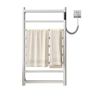 Organizador inteligente gris calentador de baño inodoro toallero de acero inoxidable estante de montaje en pared almacenamiento baño eléctrico toallero calentado