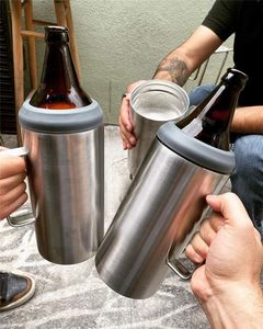 40oz <b>Beer</b> Bottle Holder Stainless Steel Insulated Can Cooler Holder with Handle Portacaguamon 1.2 Lts Porta Caguama - Product Image 3