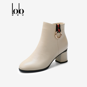 Stivali Classici da Donna in Vera Pelle <span class=keywords><strong>Beige</strong></span> con Tacco <span class=keywords><strong>Alto</strong></span>, Stivali da Neve con Tacco Quadrato e Cerniera Antiscivolo, Taglie 5-11 per Autunno Inverno - Product Image 4