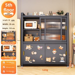 Meuble de <span class=keywords><strong>rangement</strong></span> de cuisine moderne en acier, hauteur réglable, avec porte <span class=keywords><strong>coulissante</strong></span>, sur pied, multi-niveaux, <span class=keywords><strong>armoire</strong></span> intégrée - Product Image 6