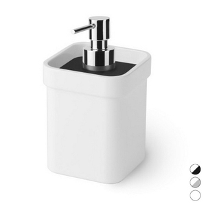 Dispensador de Jabón de Melamina Blanco y Negro 85x90x150mm para Lavabo de Baño - Product Image 3