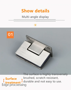 Charnière de porte de douche en acier inoxydable pour salle de bain, fixation plate à 90 degrés pour porte en verre sans cadre ou pince de fixation pour verre - Product Image 3