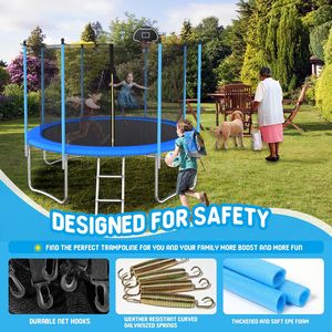 Trampolino da diporto da 10FT-14FT con rete di sicurezza per bambini e adulti con telaio da 18 piedi - Product Image 6