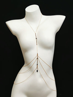 Chaîne de corps sexy et simple en alliage multicouche, bijou de poitrine tendance avec pampilles en cristal pour femmes, style influenceur