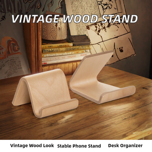 Support de téléphone en bois de style vintage, nouveau design, cadeau d'affaires, organisateur de bureau, type sur pied, installation simple, portable - Product Image 2