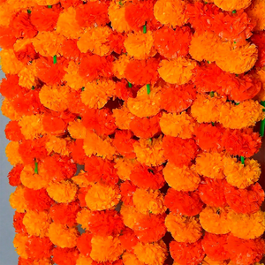 Guirlande de fleurs décoratives artificielles Marigold Guirlande de cordes de fleurs multicolores pour la décoration de porte de mariage de la mort - Product Image 1