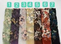Tissu en dentelle à fleurs 3D élégant avec sequins, tissu en tulle brodé de perles lourdes et de motifs floraux pour robe de haute couture