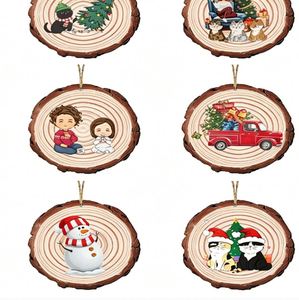 Natural Unfinished <b>Wood</b> <b>Slice</b> Christmas Round Wooden Decoration for Crafts - Product Image 4