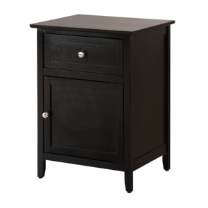 Transitional Black Nightstand With Drawer And <b>Door</b> For Bedroom - Product Image 2