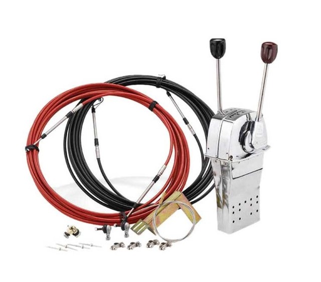Marine Part Boat Push Pull Cable Double Twin Lever Engine Control Fish Boat