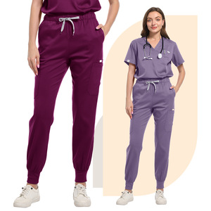 Women's V Neck Short Sleeve Scrub Set Moisture Wicking Hospital Uniform Split Set For Nurses And Medical Staff - Product Image 3
