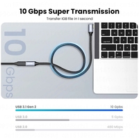 Cable de Extensión USB C Justlink 4K60Hz 90 Grados, 10Gbps PD 100W, Macho a Hembra, Trenzado, para Laptop, MacBook, Juegos