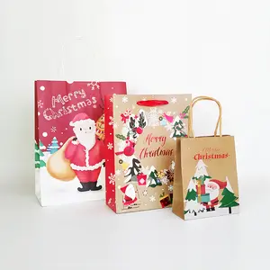高品质圣诞节日礼物牛皮纸袋手提包圣诞派对礼物外卖甜点包装