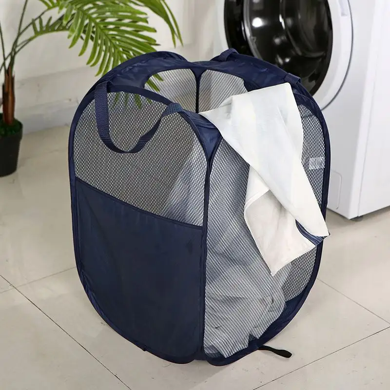 Wasbaar Polyester Mesh Opbergtas Kleding Wasmand Popup Opvouwbare Wasmand