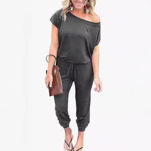 Combinaison pour femme à épaules dénudées, manches courtes et poches, tendance <span class=keywords><strong>printemps</strong></span>-été - Product Image 5