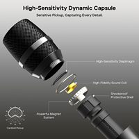 Système de microphones sans fil Tribit, double micro dynamique portatif, 2,4 GHz, rechargeable, batterie 40H, Plug & Play, pour karaoké et soirées