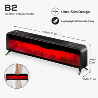 Chauffage électrique 3D à effet flamme 81 cm, radiateur convecteur de plinthe, chauffage d'appoint économe en énergie pour salon et bureau, souffleur d'air chaud