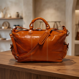 Elegante Bolsa de Viaje ADORA de Cuero Genuino con Cierre, Unisex, de Alta Calidad y Duradera, con Gran Espacio para Viajes de Fin de Semana - Product Image 3