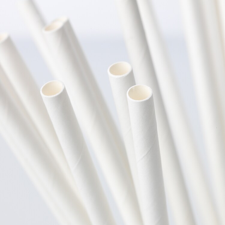 Wholesale Disposable Bubble Tea Coffee Beverage Degradable Food Grade Single Paper Packaging Custom Printing White Paper Straws