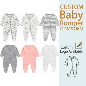 Frühling und Herbst Neugeborenen Langarm-Strampler aus Reiner Baumwolle Unisex Baby-Overall Weiches Baby-Outfit mit Knopfverschluss - Product Image 1