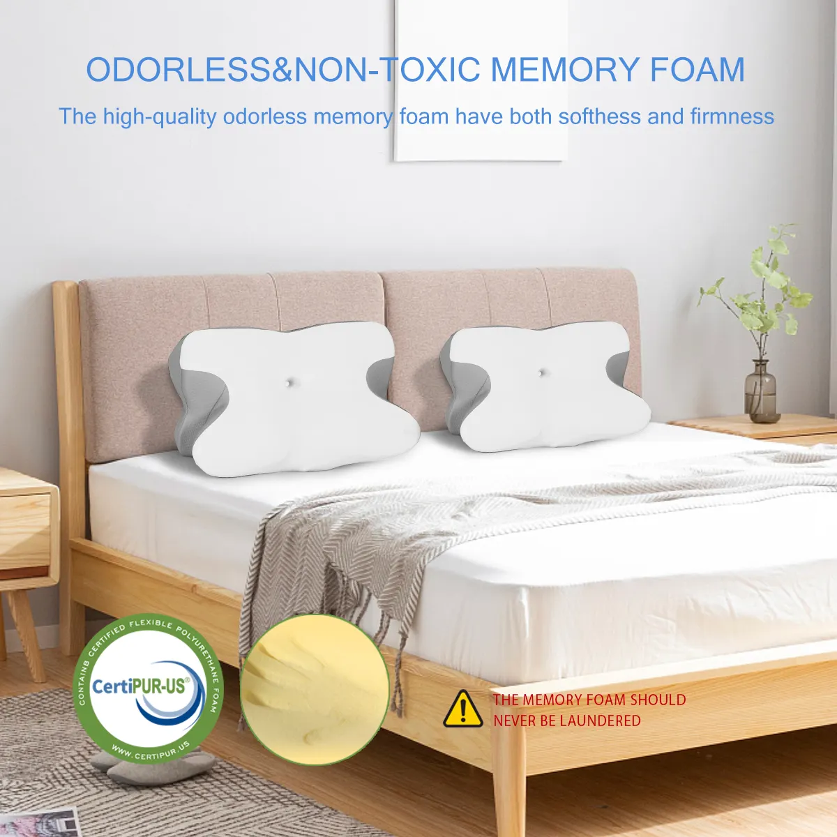 Mousse à mémoire de forme de contour orthopédique personnalisé oreillers orthopédiques ergonomiques pour douleurs cervicales pour dormir