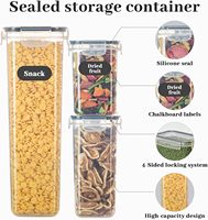 Set Wadah Penyimpanan Makanan Kedap Udara 8 Buah, 4 Ukuran, Wadah Penyimpanan Sereal Plastik dengan Tutup Tahan Lama, Penataan Dapur