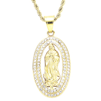CHENG BIJOWELERS Vente en gros Vierge Marie Pendentif Femmes Bijoux de Corps Plaqué Or 925 Argent Sterling Géométrique Mère Marier Pendentif