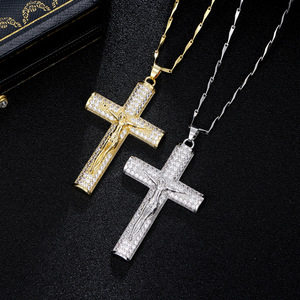 Neue Religiöse CZ Jesus Kreuz Anhänger Halskette Silber Gold Plattiert Kupfer Zirkon Besetztes Kruzifix Schmuck für Frauen - Product Image 5