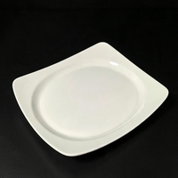 Assiette de service carrée brillante en mélamine, logo personnalisé, vaisselle commerciale blanche pour restaurant, hôtel, traiteur