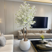 Arbre artificiel blanc d'intérieur en magnolia et fleurs de cerisier, certifié anti-UV, en bois, pour décorations d'anniversaire, restaurants, hôtels et maisons