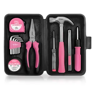 Комбинированный набор инструментов, мини-набор инструментов, коробка для гаражного дома, розовый женский набор инструментов для дома