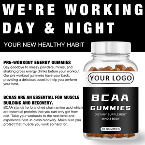 BCAA กรดอะมิโน อาหารเสริมกัมมี่เพิ่มพลังก่อนออกกำลังกาย ออร์แกนิค ซูเปอร์ฟู้ดธรรมชาติ วิตามินสำหรับผู้ใหญ่ เกรดอาหาร 3 กรัม 2 ชิ้น รับประทานทุกวัน - Product Image 3