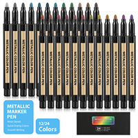 Stylo de couleur métallique personnalisé 12 24 couleurs à base d'eau Art peinture marqueurs d'or pour la fabrication de cartes bricolage Album photo dessin