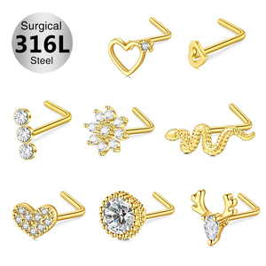 Toposh Classical Flower pink CZ 316L Stainless Steel Piercing Jewelry Set Hinged Septum <strong>Nose</strong> <strong>Rings</strong> <strong>for</strong> <strong>Women</strong> - Product Image 2