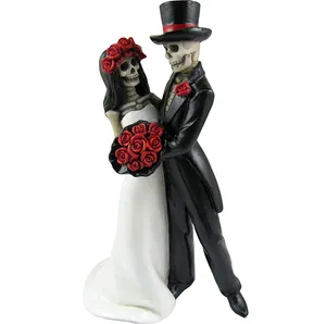 Collezione dipinta a mano giorno dei morti danza scheletro coppia Halloween amanti gotici romantica sposa e sposo figurina