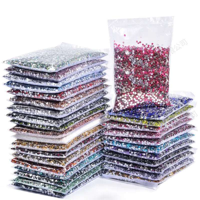 BWEAR Factory Großhandel 2mm 3mm 4mm 5mm AB Kristall farben Flat Back Harz Perlen Non Hot Fix Strass Glitters Strass